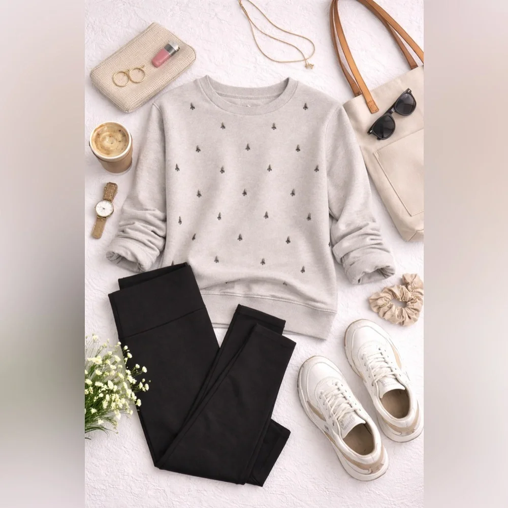 J.Crew Jewel Embellished Sweatshirt Small Heather Gray